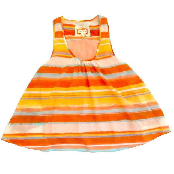 Anthropologie Meadow Rue Orange Merlon Striped Open Back Top, Size Petite Small - Picture 6 of 13